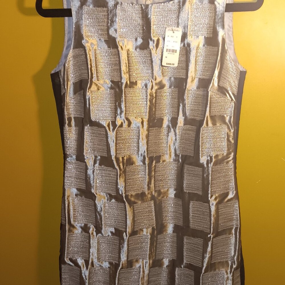 New Brooks Brothers Metallic Silver Mini Dress